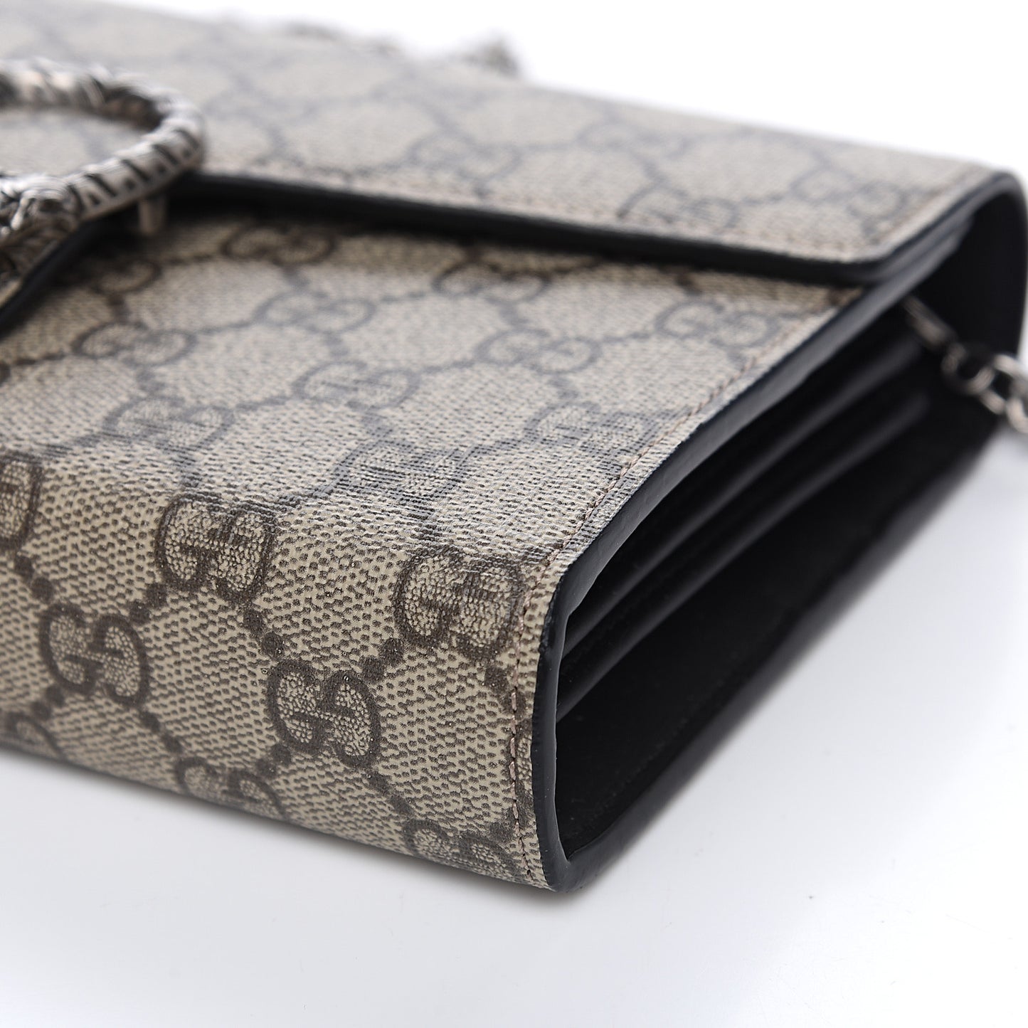 GG Supreme Monogram Mini Dionysus Chain Wallet Beige Black
