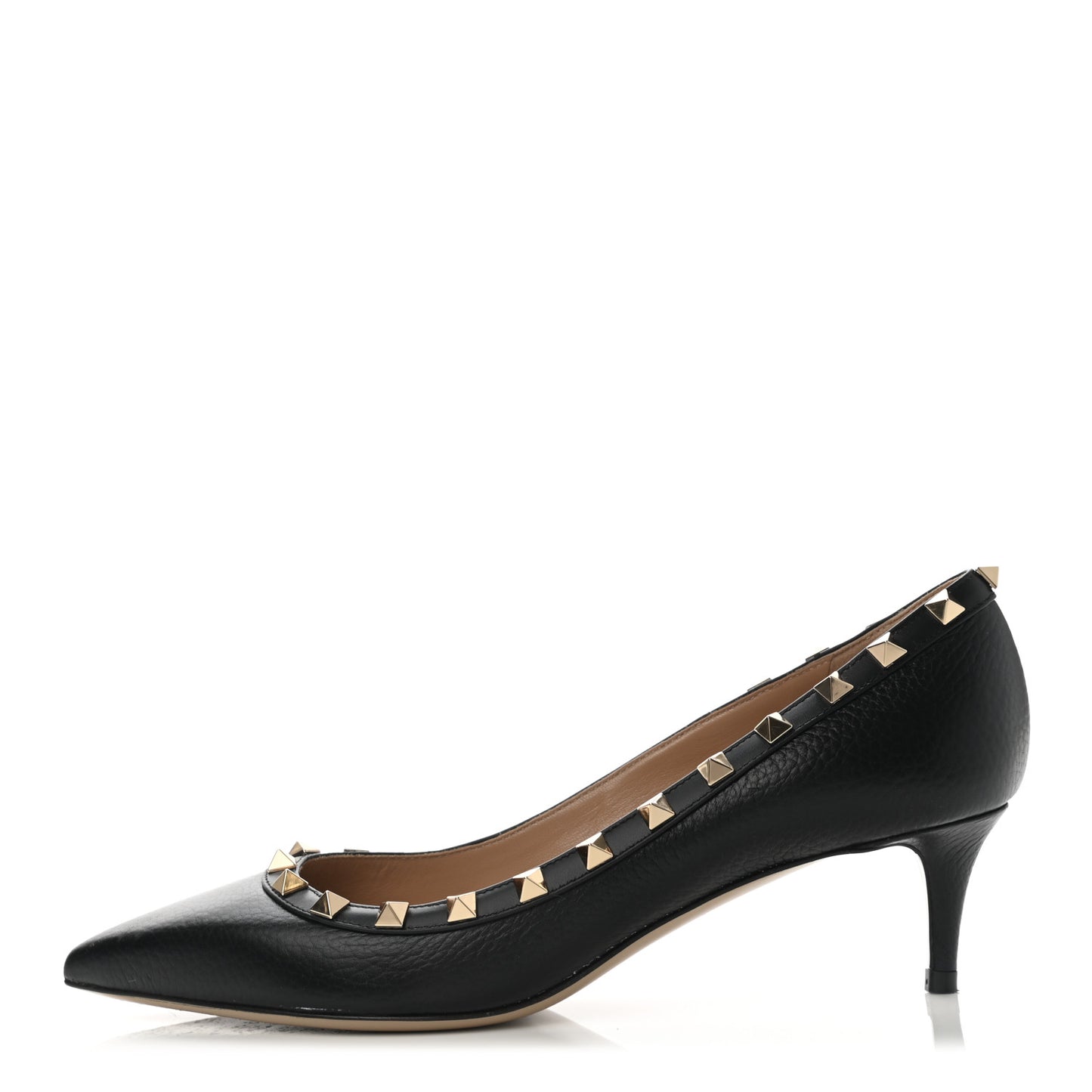 Pebbled Calfskin Rockstud 50mm Pumps 37.5 Black