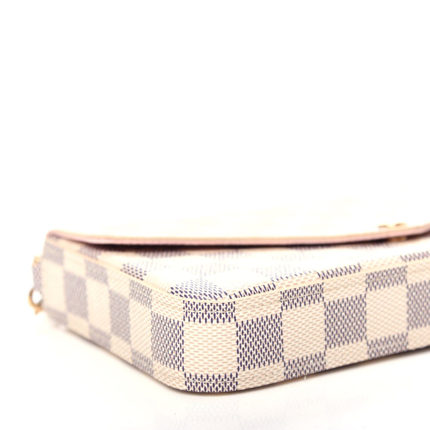 Damier Azur Pochette Felicie Chain Wallet Rose Ballerine