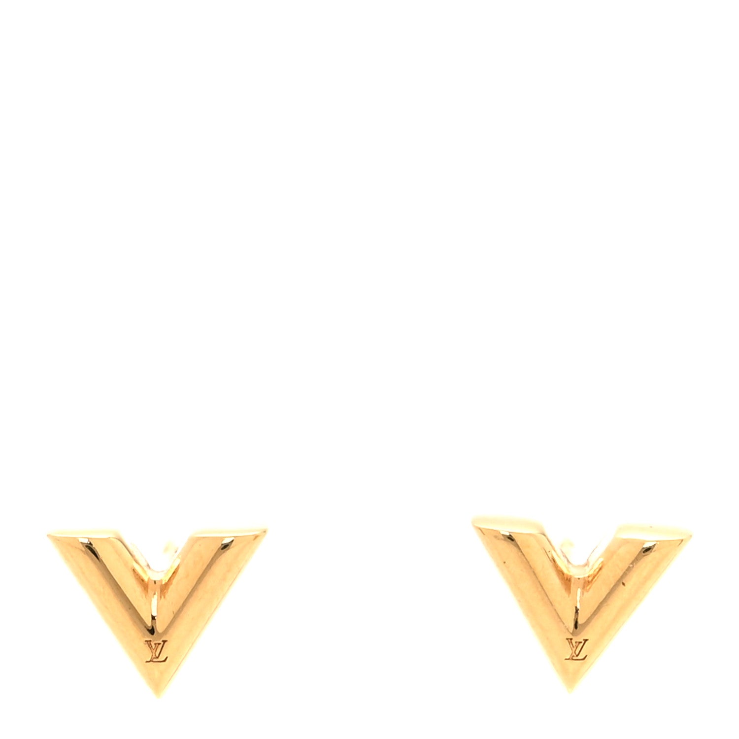 Louis Vuitton Brass Essential V Stud Earrings Gold 1 of 4