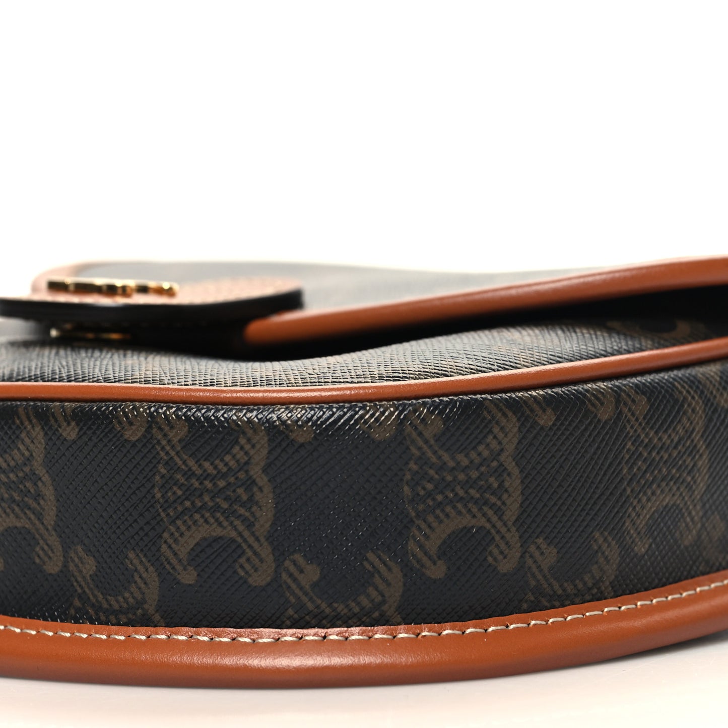 Canvas Calfskin Triomphe Mini Besace Tan