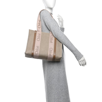 Chloe Linen Calfskin Medium Woody Ribbon Tote Blushy Beige 2 of 10