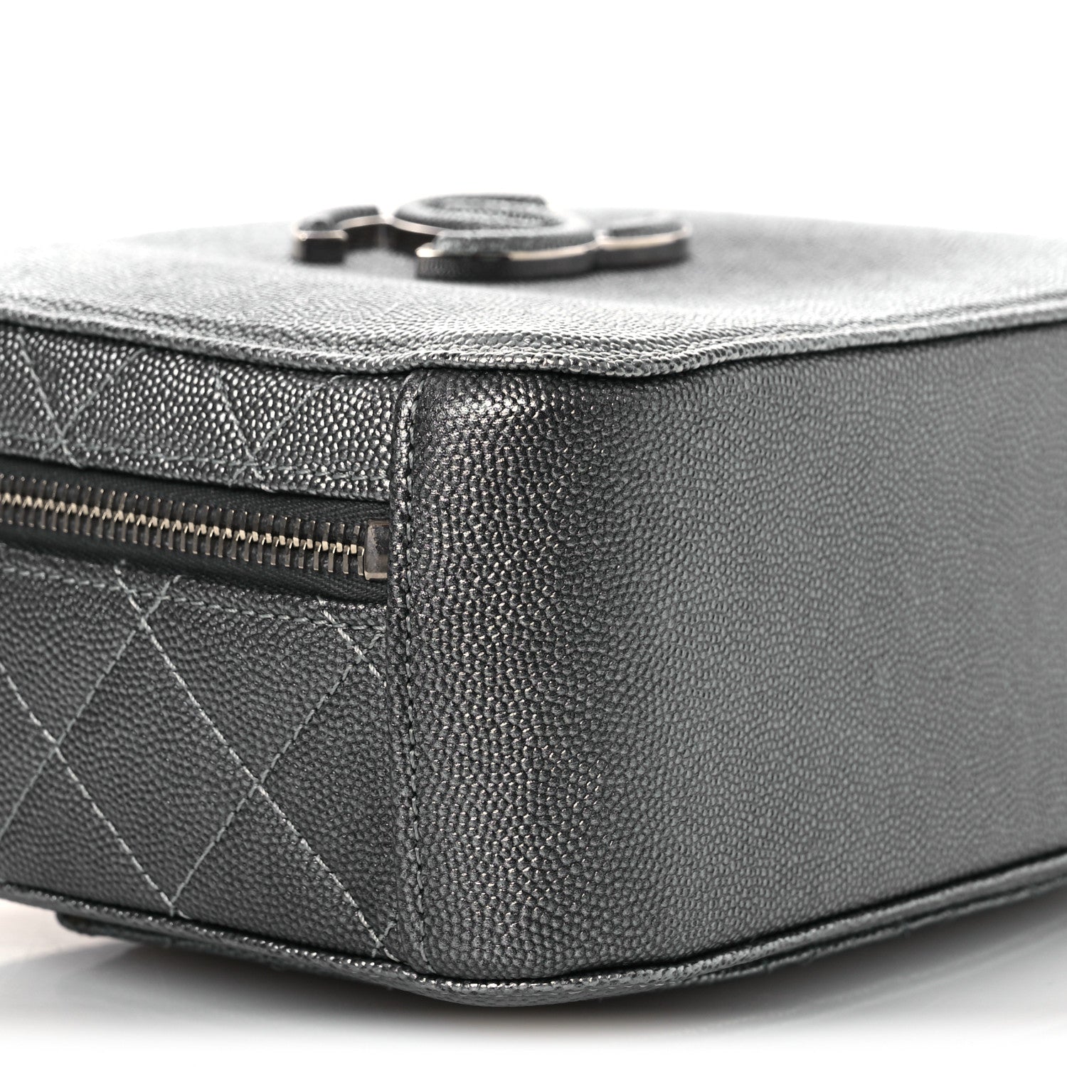 Chanel Metallic Caviar Small Coco Curve Vanity Bag Navy Blue Silver 9 of 12