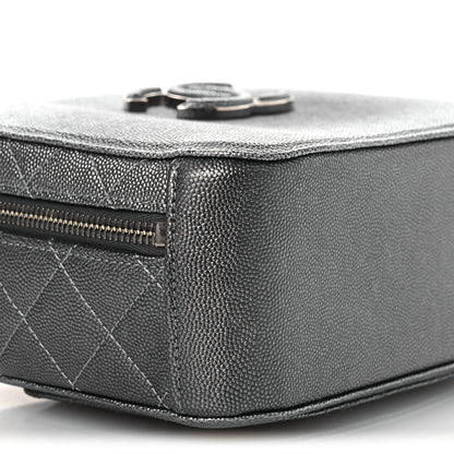 Chanel Metallic Caviar Small Coco Curve Vanity Bag Navy Blue Silver 9 of 12