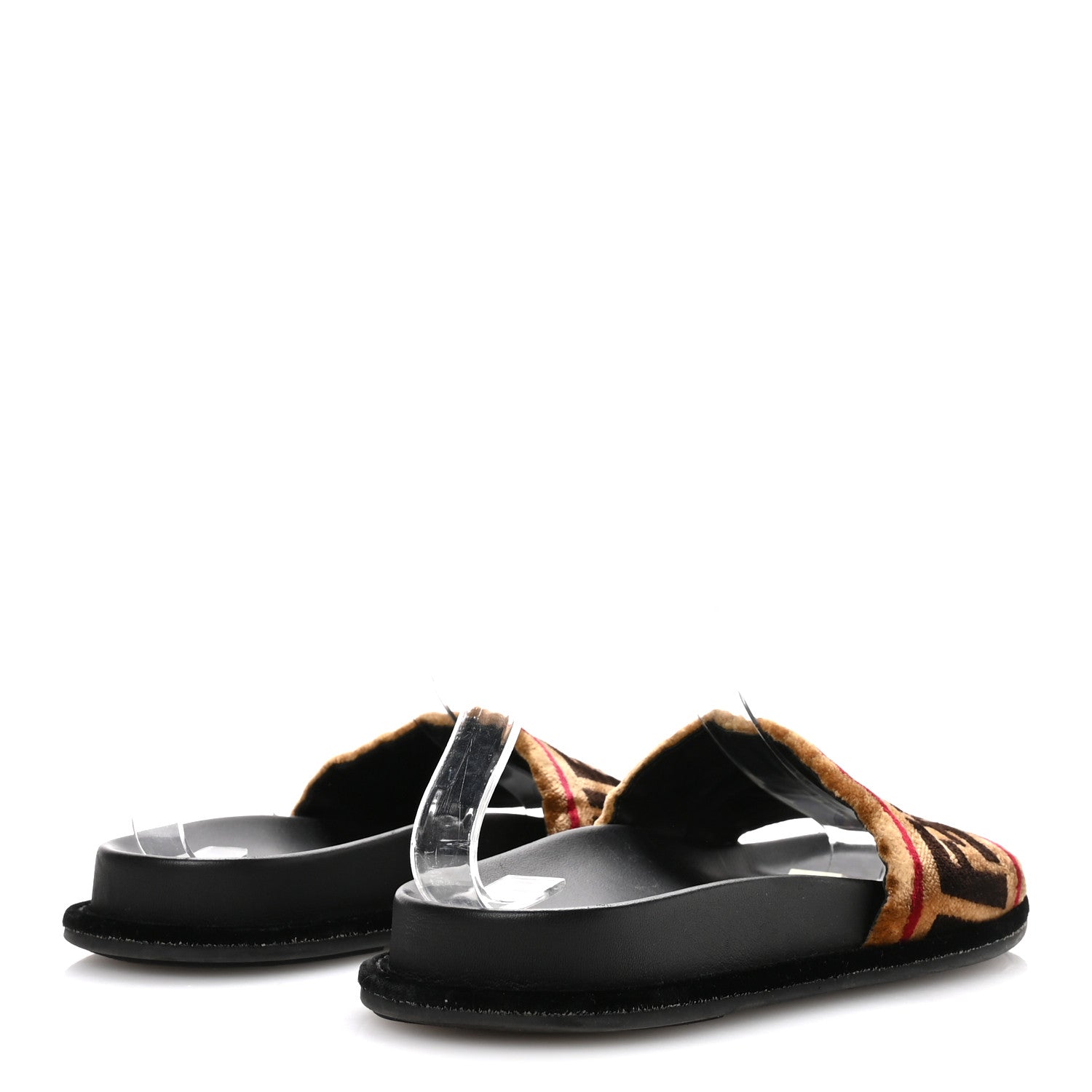 Fendi Velvet FF Flat Slide Sandals 38 Testa Di Moro Tobacco Fragola 5 of 8