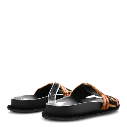 Fendi Velvet FF Flat Slide Sandals 38 Testa Di Moro Tobacco Fragola 5 of 8