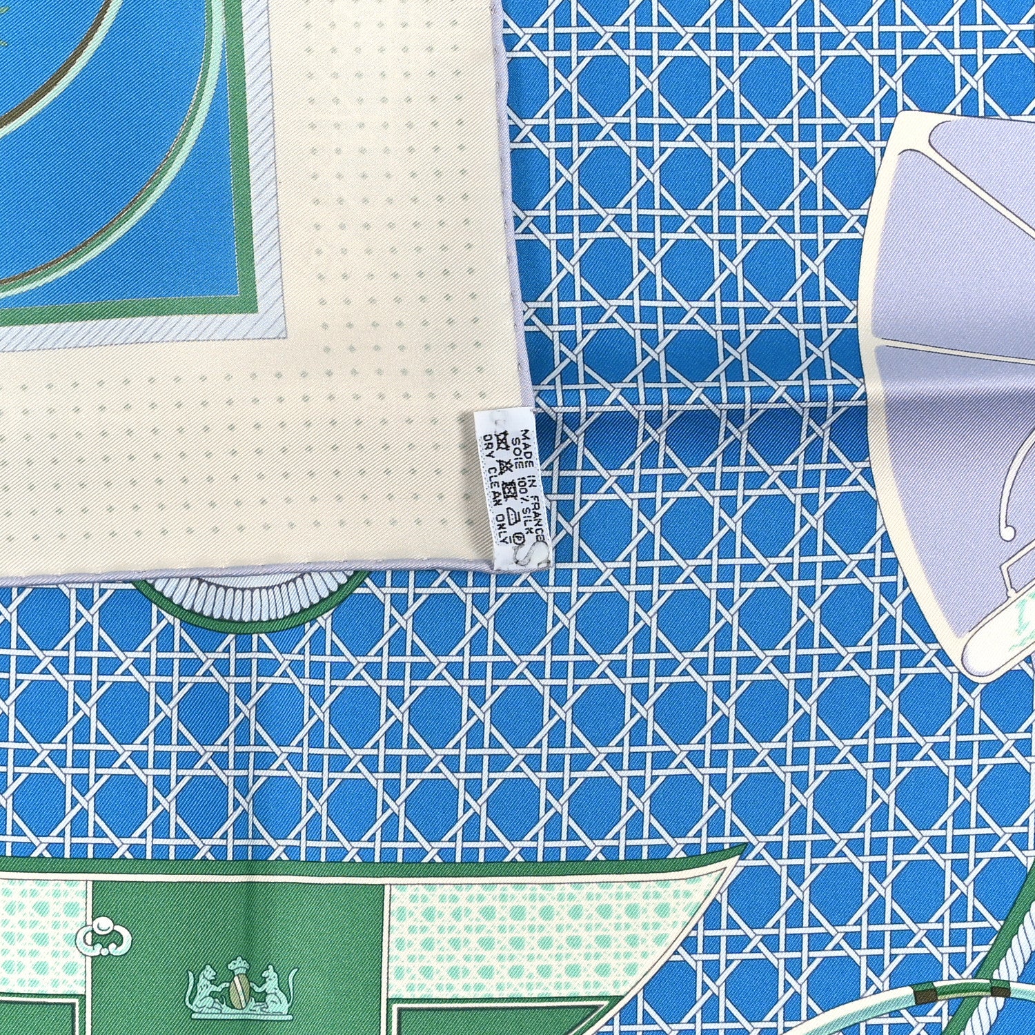 Hermes Silk Les Voitures A Transformation Scarf 90 Bleu Cobalt Ivoire Vert 3 of 3