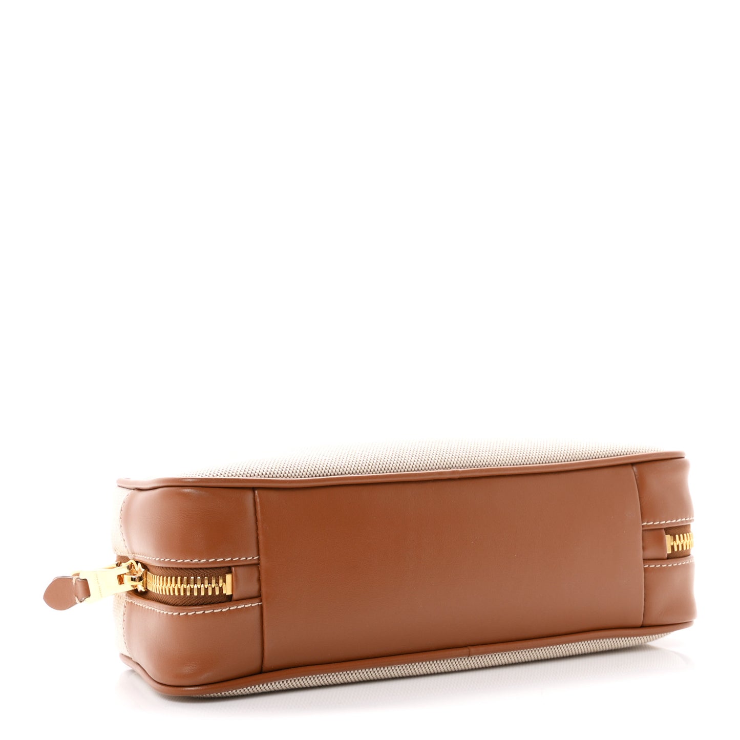 Canvas Calfskin Small Beau Top Handle Bag Naturale Brandy