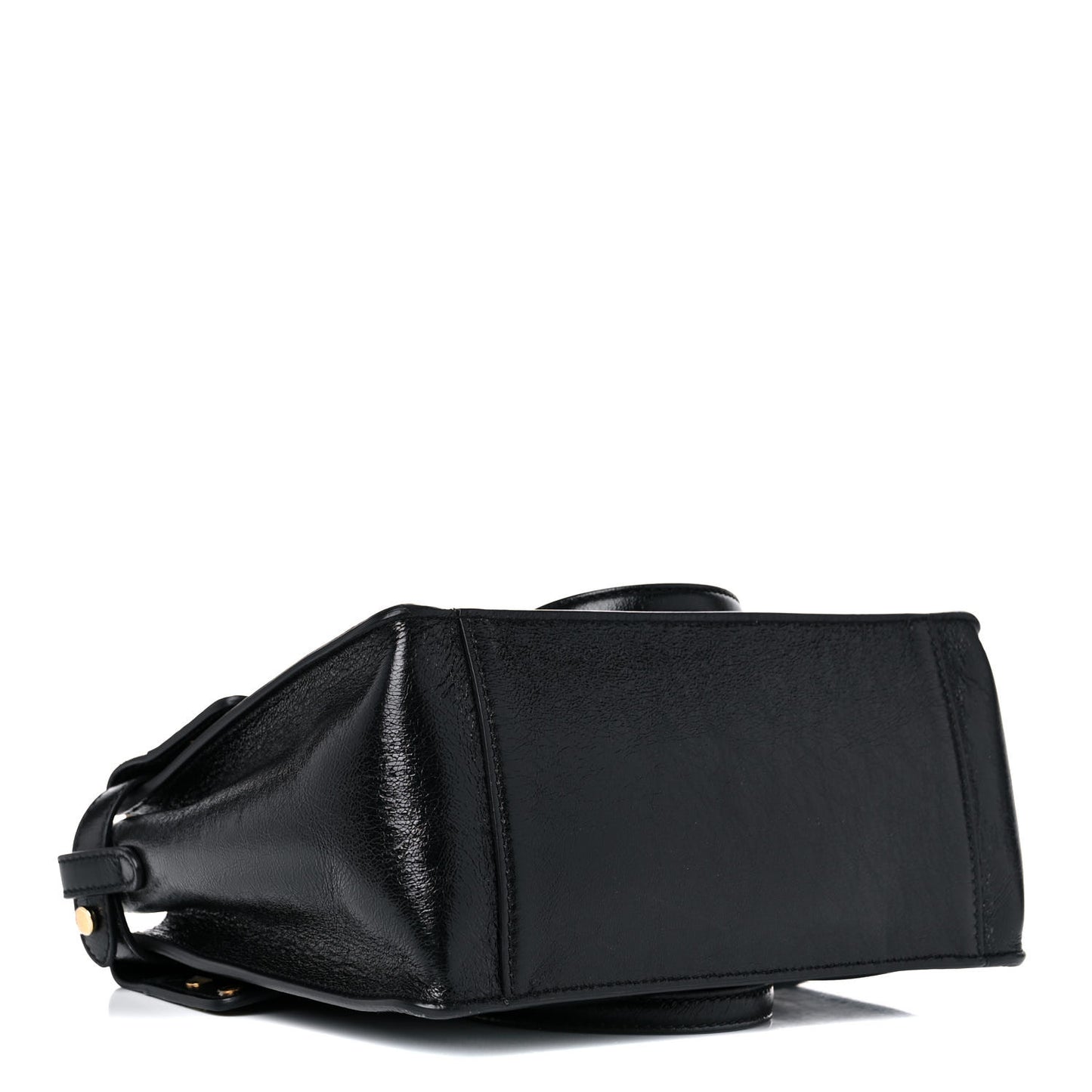 Agnello Old Shine Vitello Go Rain Small Flip Tote Black Marrone