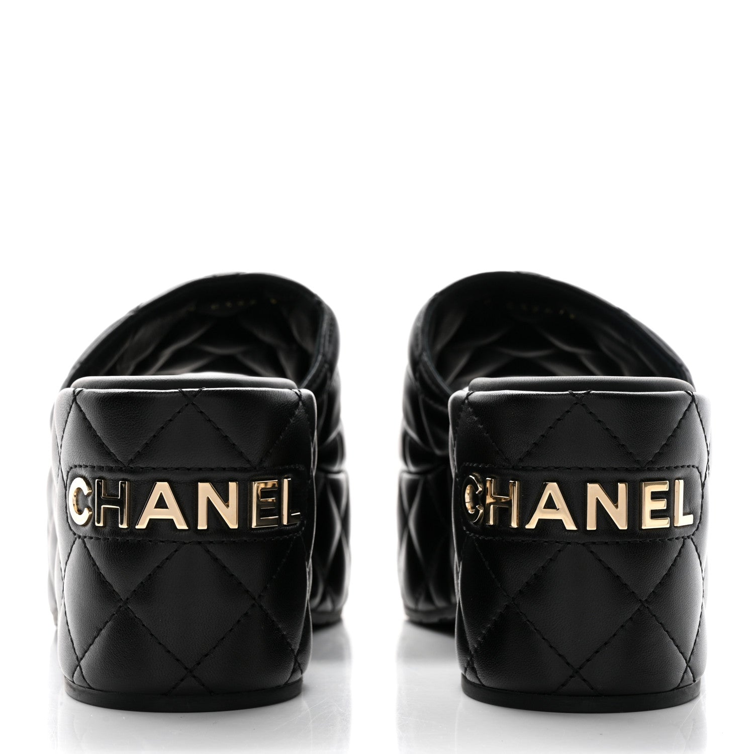 Chanel Lambskin Quilted CC Mules Wedge Sandals 41 Black 5 of 9
