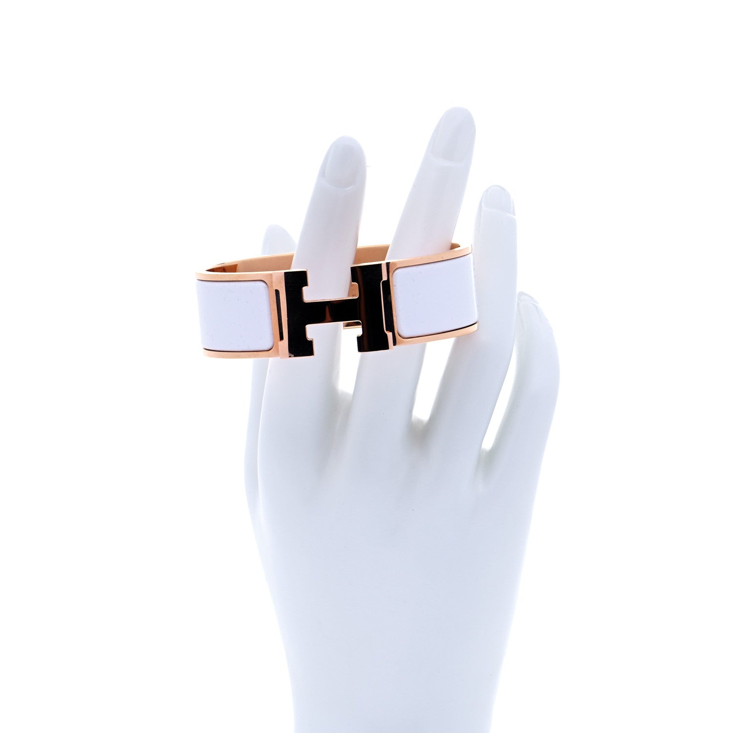 Hermes Enamel Wide Clic Clac H Bracelet GM White 2 of 8