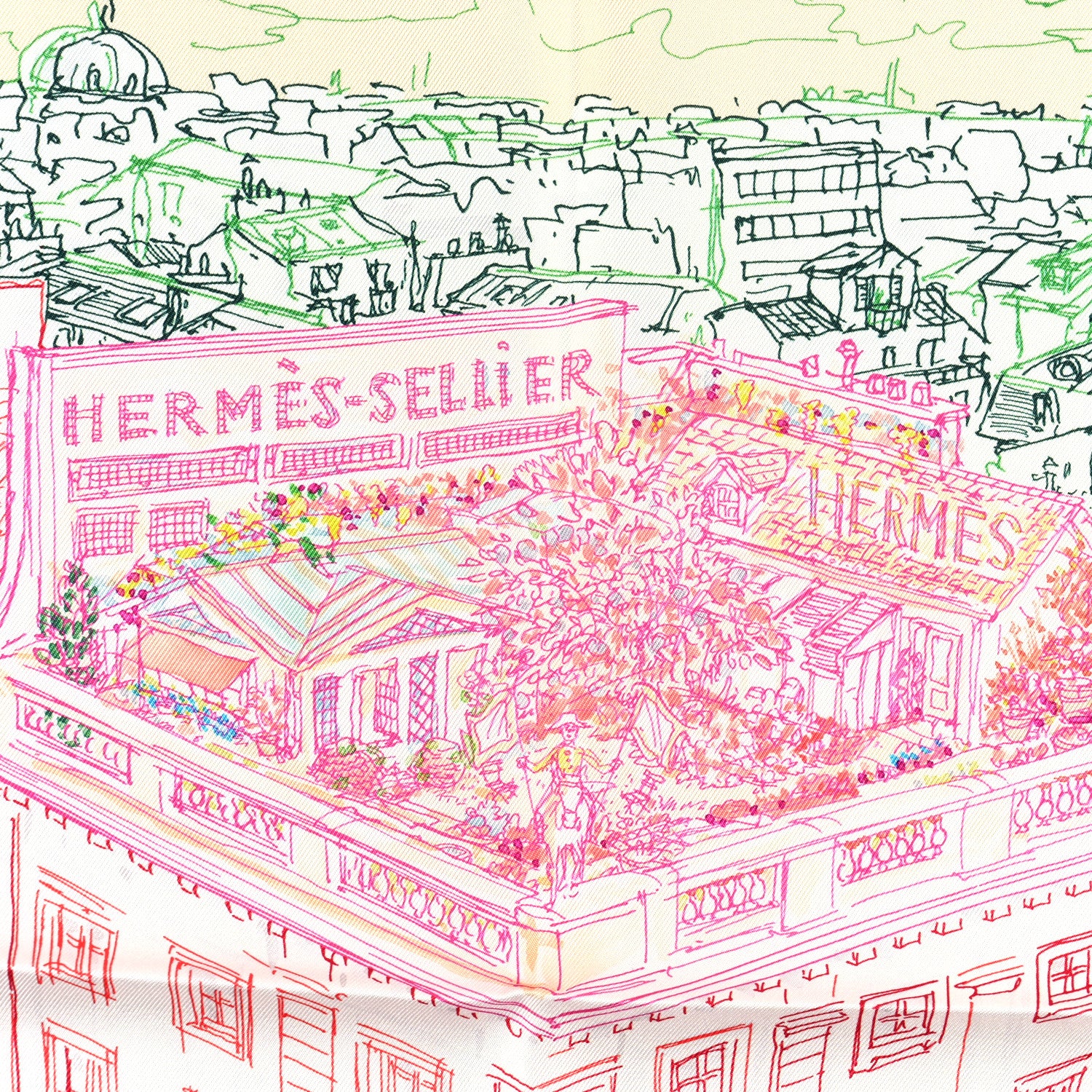 Hermes Silk Un Jardin Sur Le Toit Pocket Square Creme Rogue Multicolor 5 of 5