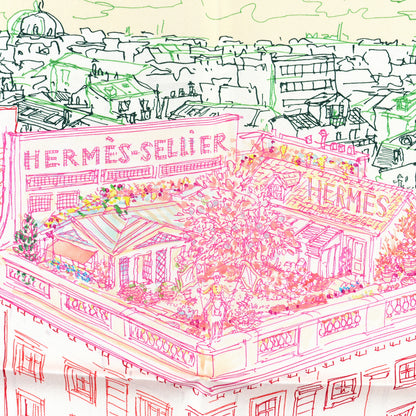 Hermes Silk Un Jardin Sur Le Toit Pocket Square Creme Rogue Multicolor 5 of 5