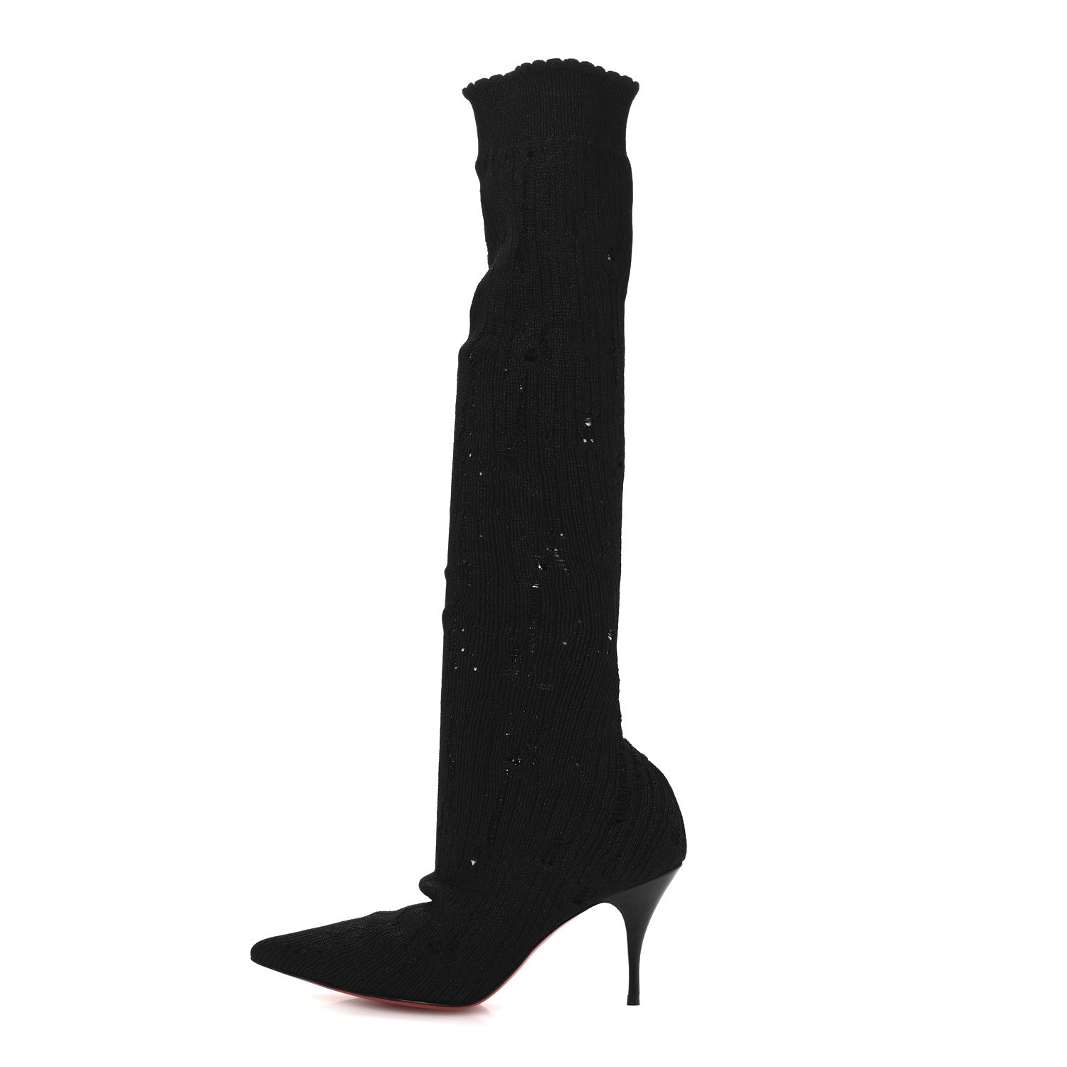 Christian Louboutin Tricot Lurex Sandrine 80 Sock Knee Boots 36 Black 1 of 7
