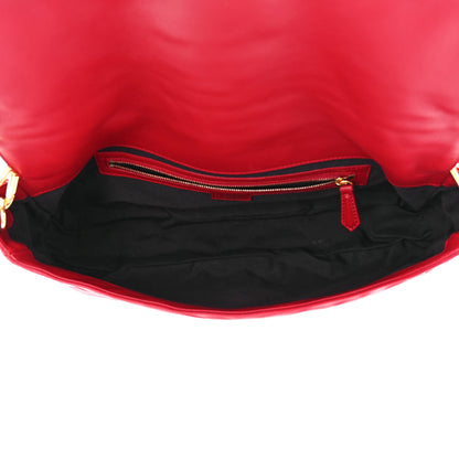 Fendi Nappa FF 1974 Embossed Large Baguette Fragola 5 of 14