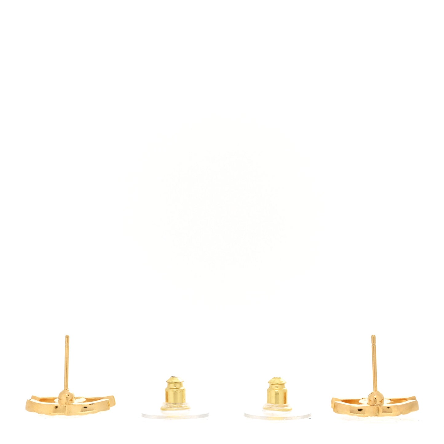 Metal Textured CC Earrings  Gold