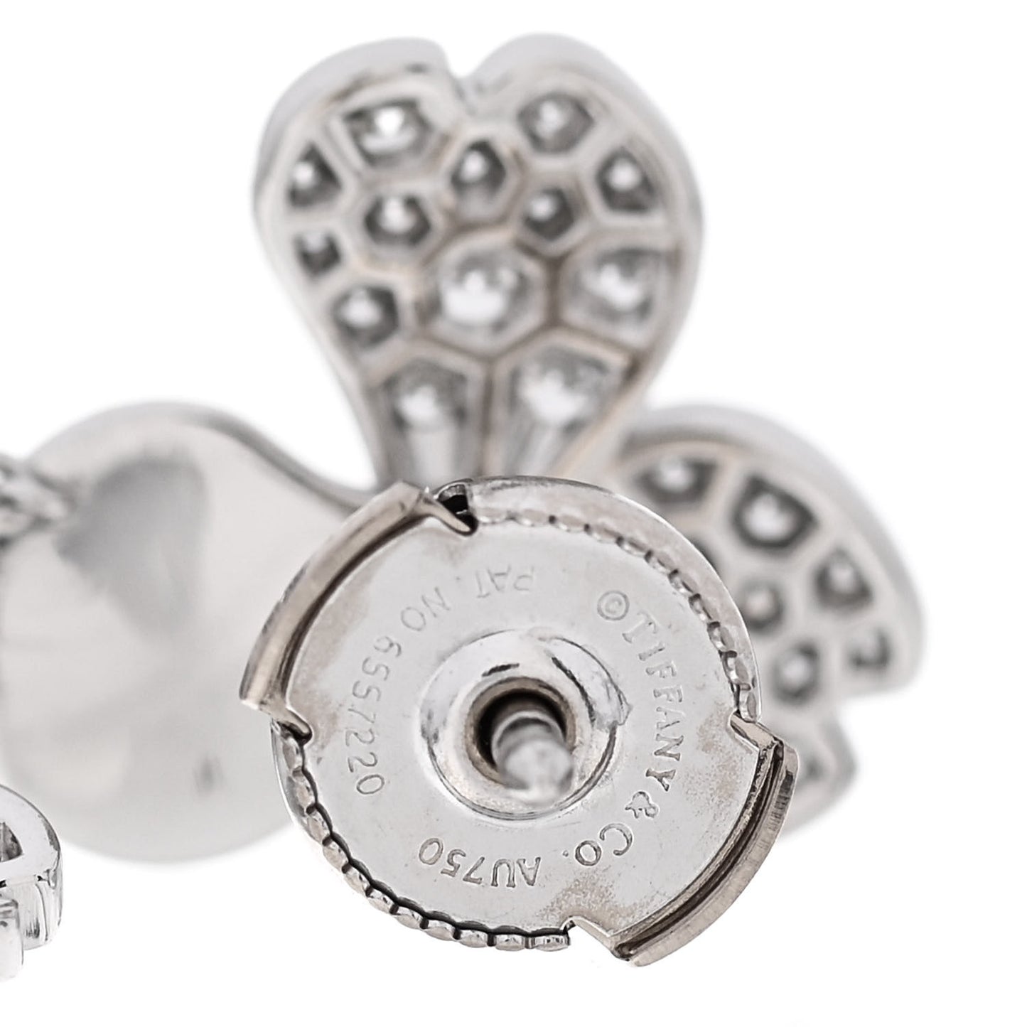 Platinum Diamond Paper Flowers Cluster Drop Earrings