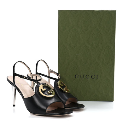 Gucci Malaga Kid Blondie 85mm Slingback Sandals 39 Black 9 of 9