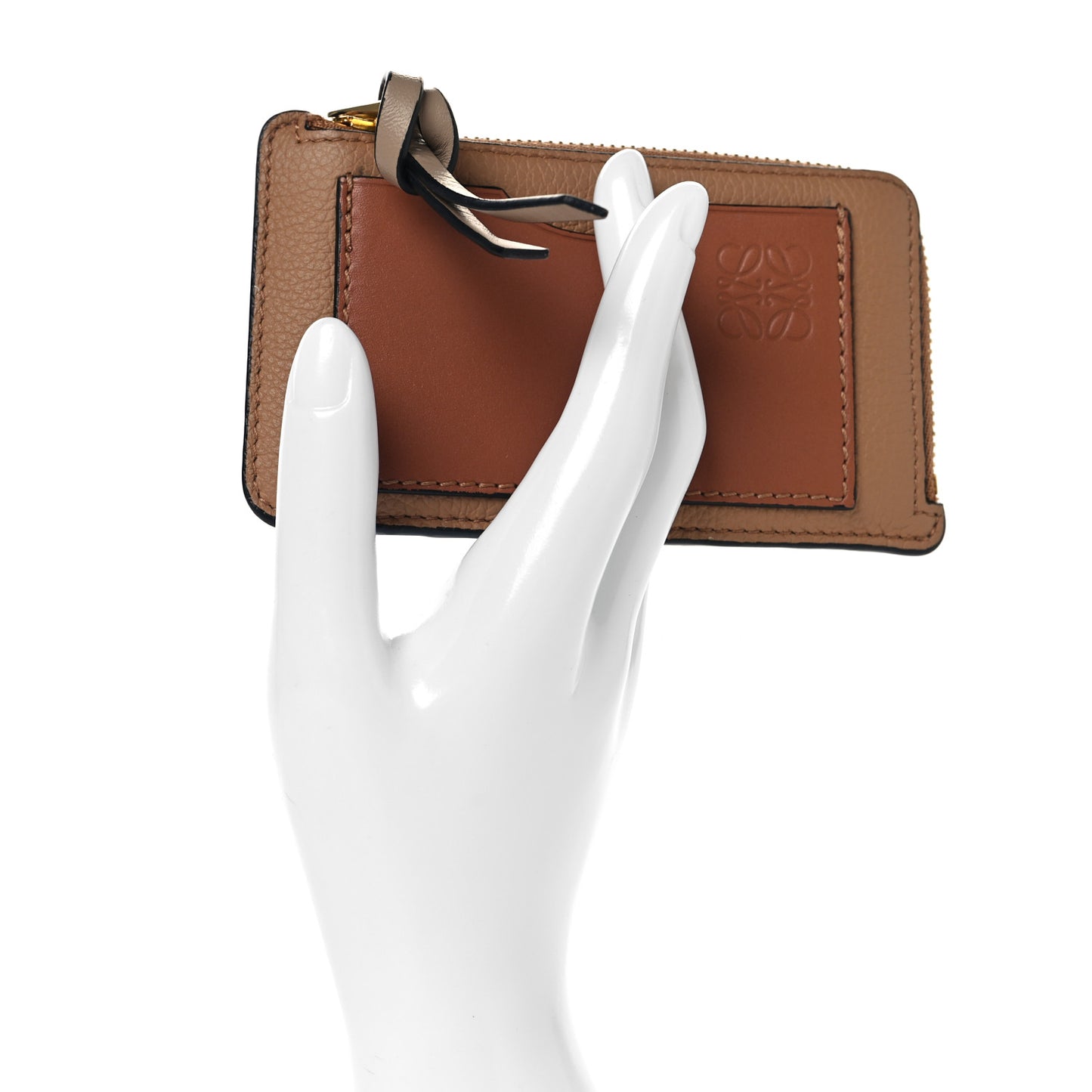 Soft Grained Calfskin Coin Card Holder Toffee