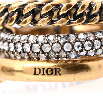 Christian Dior Crystal Pearl Chain J'adior Ring S Gold 3 of 4