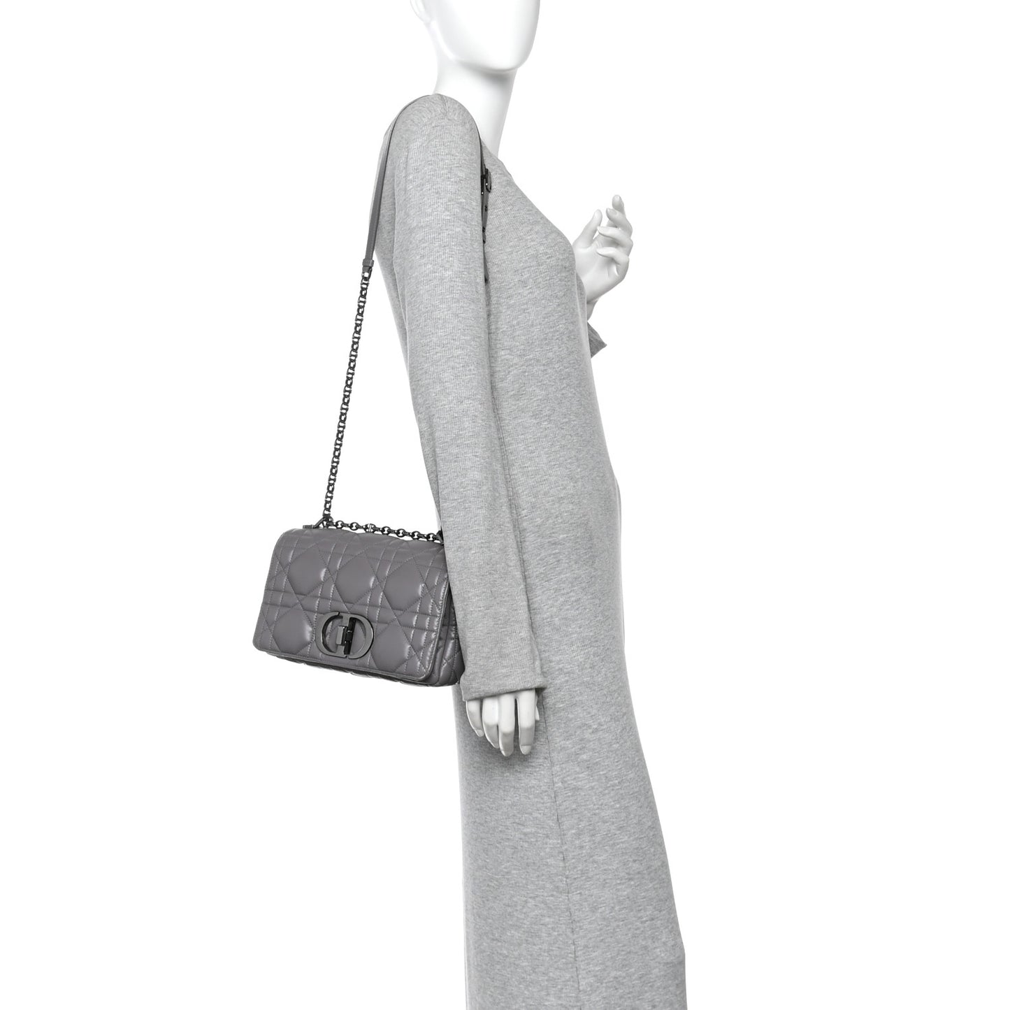 Calfskin Macrocannage Medium Caro Bag Iron Grey