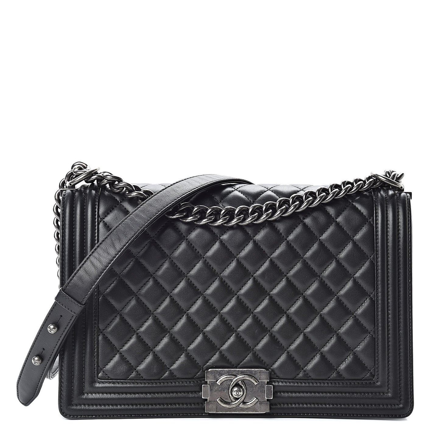 Lambskin Quilted New Medium Boy Flap Black