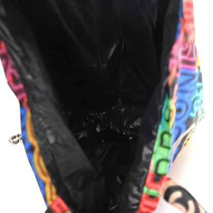 Chanel Caviar Fabric Graffiti Foldable Tote Bag With Chain Black Multicolor 6 of 18