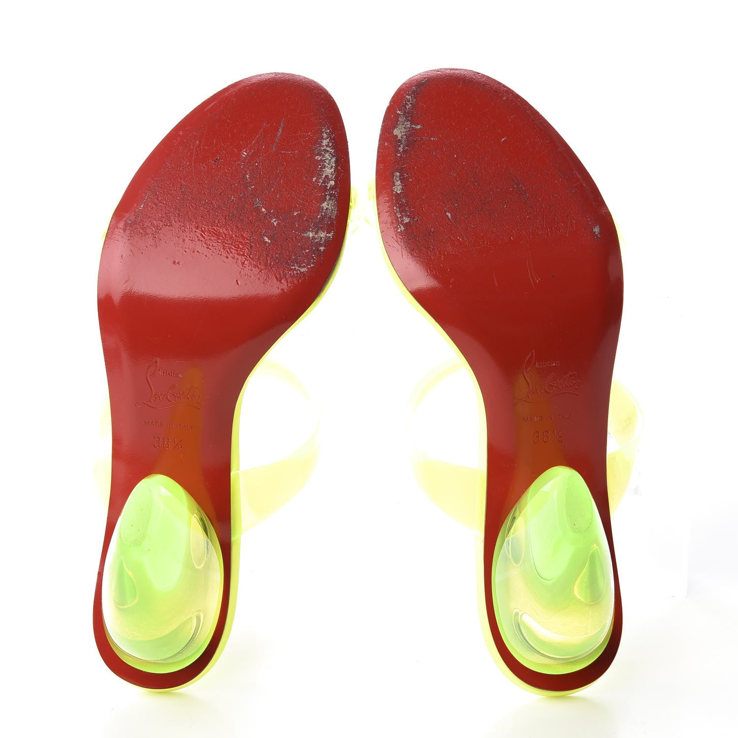 Christian Louboutin PVC Ovida 85 Slide Sandals 38.5 Yellow 6 of 9