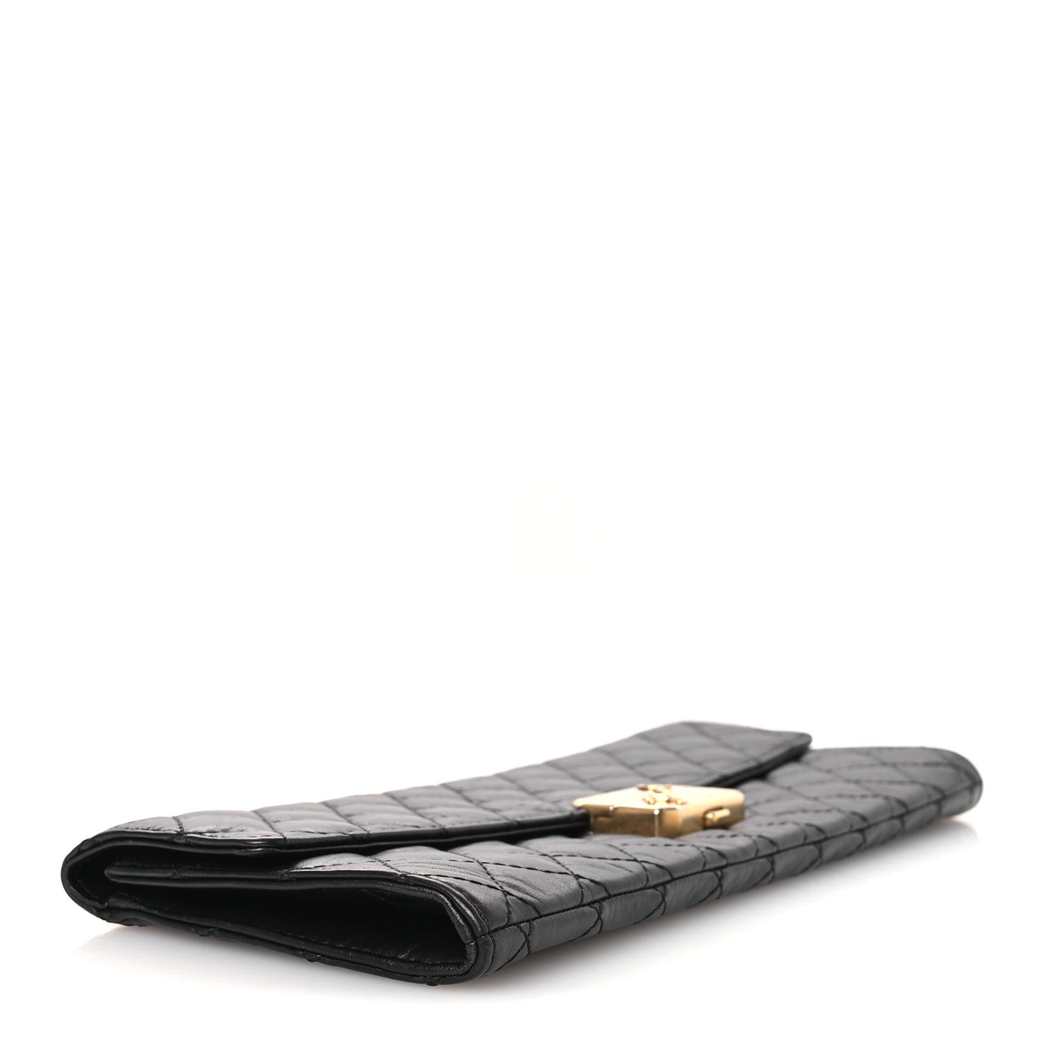 Chanel Metallic Aged Calfskin Quilted Paris Hamburg Clutch Black 4 of 9