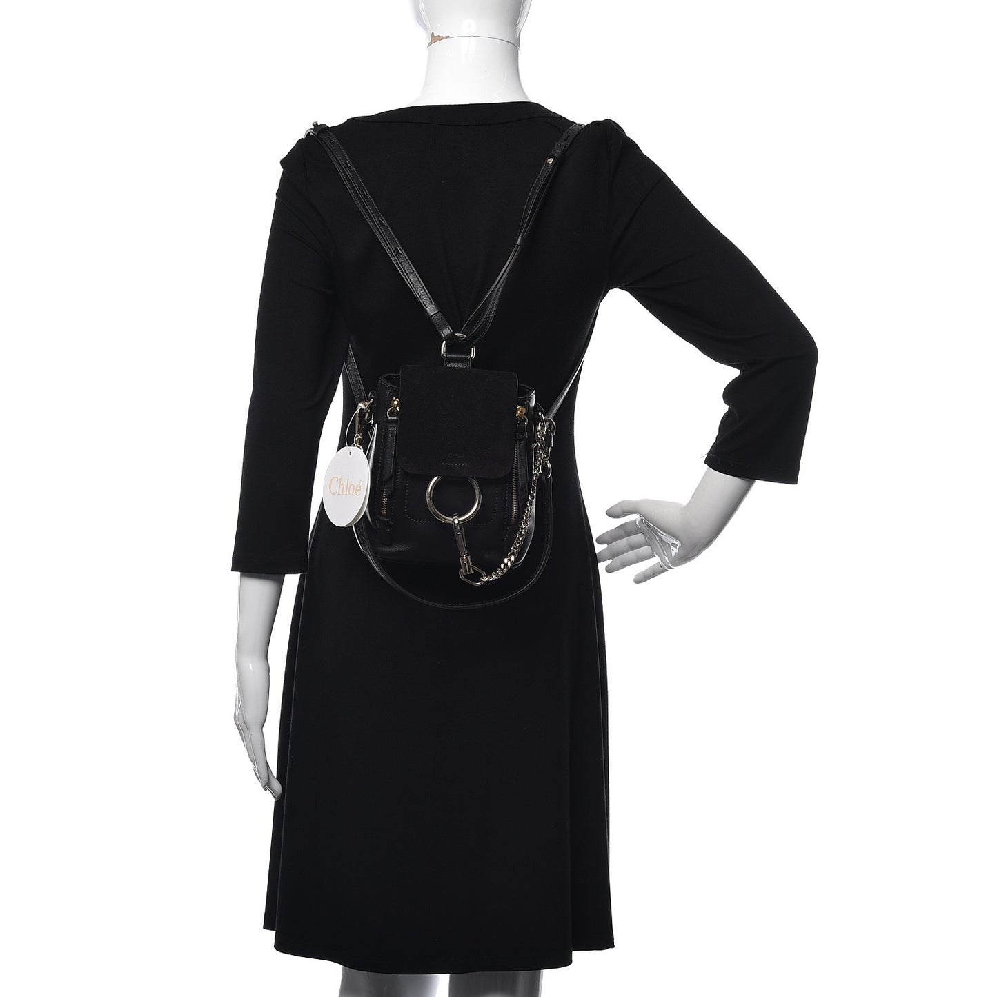 Suede Calfskin Mini Faye Backpack Black