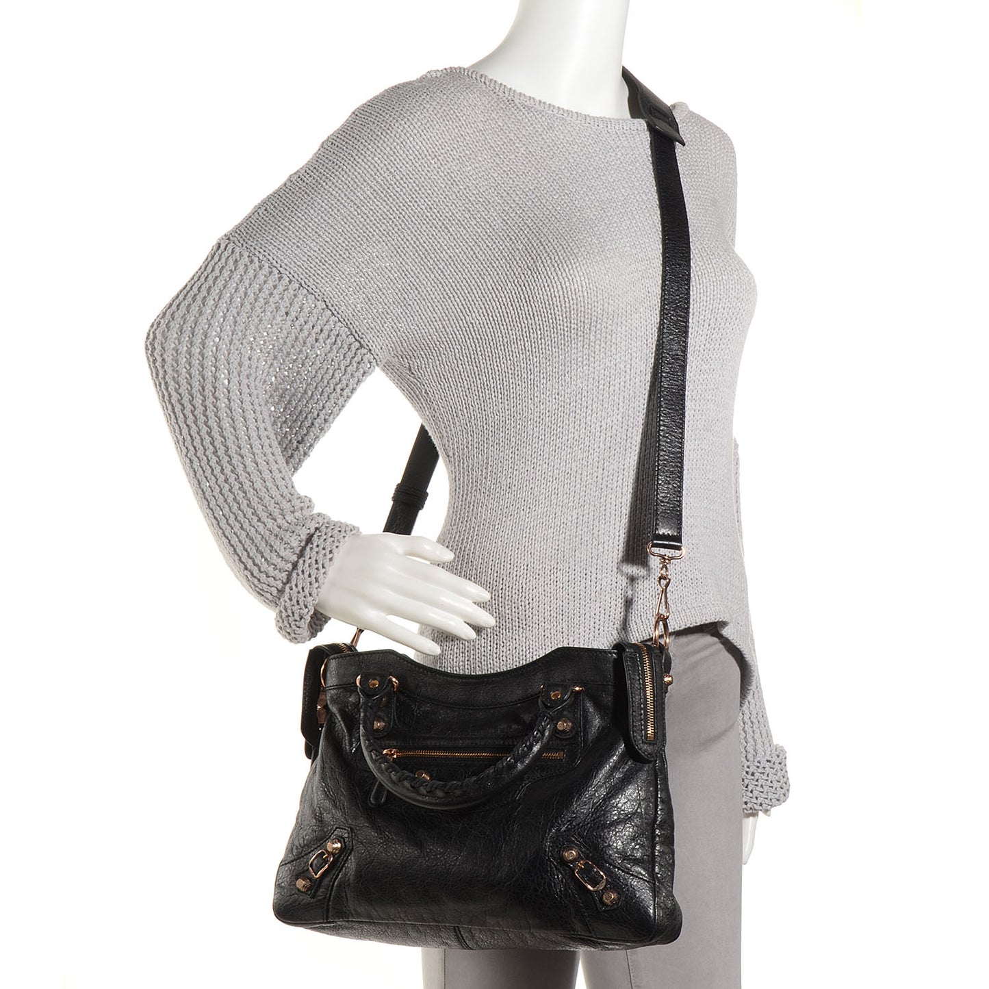Agneau Giant 12 Rose Gold Hardware Town Black