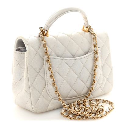Chanel Iridescent Lambskin Quilted Mini Top Handle Rectangular Flap White 3 of 10