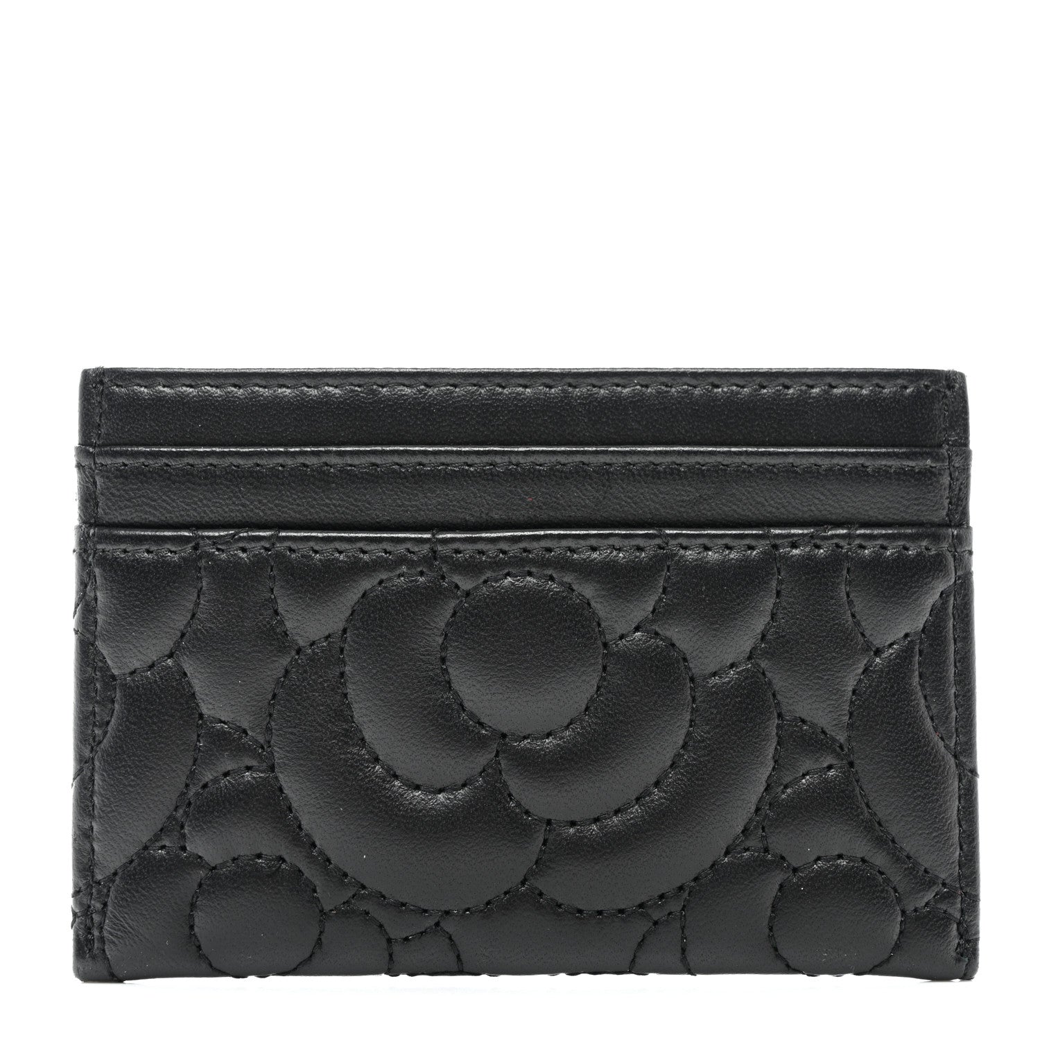 Chanel Lambskin Camellia Embossed Card Holder Black 1 of 8