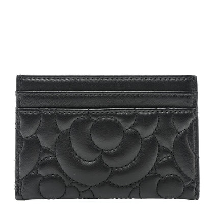 Chanel Lambskin Camellia Embossed Card Holder Black 1 of 8
