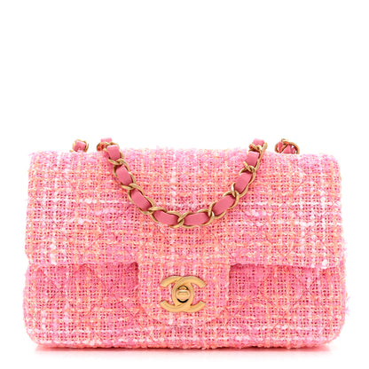 Chanel Tweed Quilted Mini Rectangular Flap Pink Orange White 1 of 11