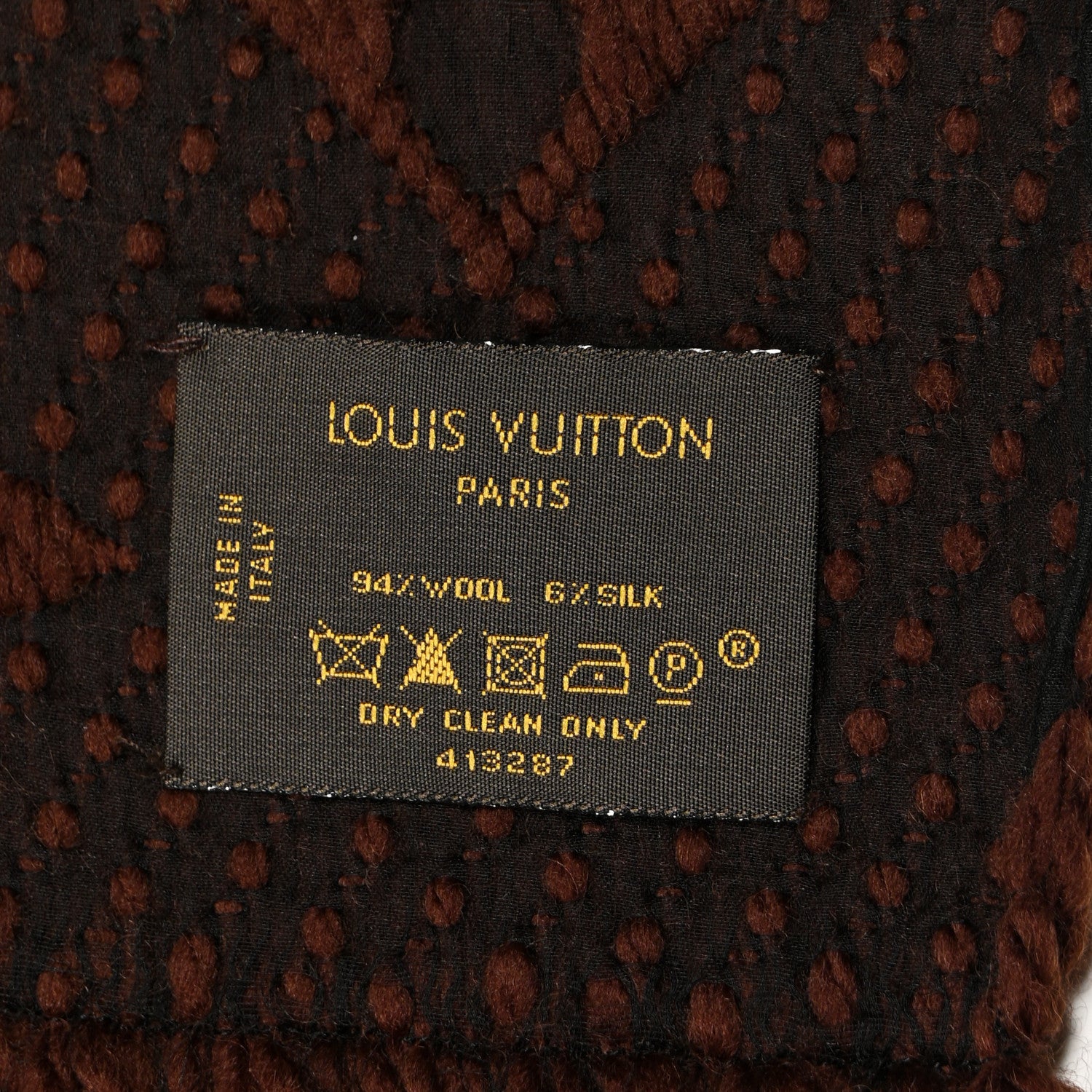 Louis Vuitton Wool Silk Logomania Scarf Brown 3 of 4