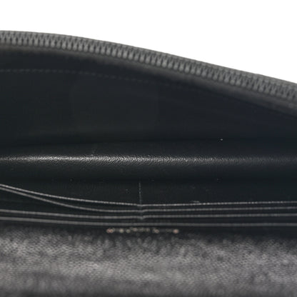 Saint Laurent Grain De Poudre Matelasse Chevron Monogram Monochrome Envelope Chain Wallet Black 5 of 11