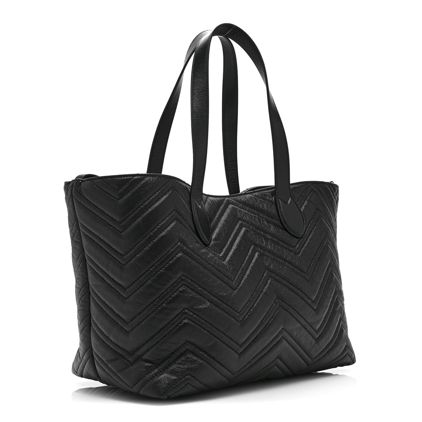 Soft Calfskin Matelasse Medium GG Marmont Tote Bag Black