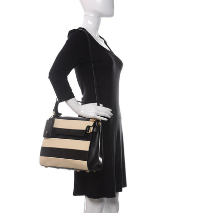 Valentino Garavani Nappa Striped Medium My Rockstud Frame Bag Black Light Ivory 2 of 12