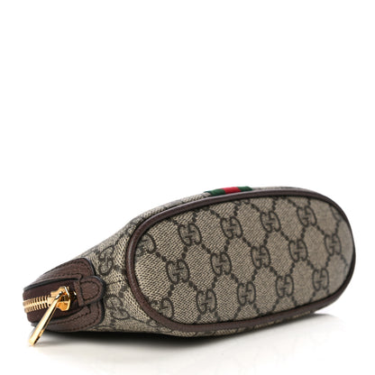 Gucci GG Supreme Monogram Textured Calfskin Web Medium Ophidia Cosmetic Case Beige Ebony New Acero 4 of 11