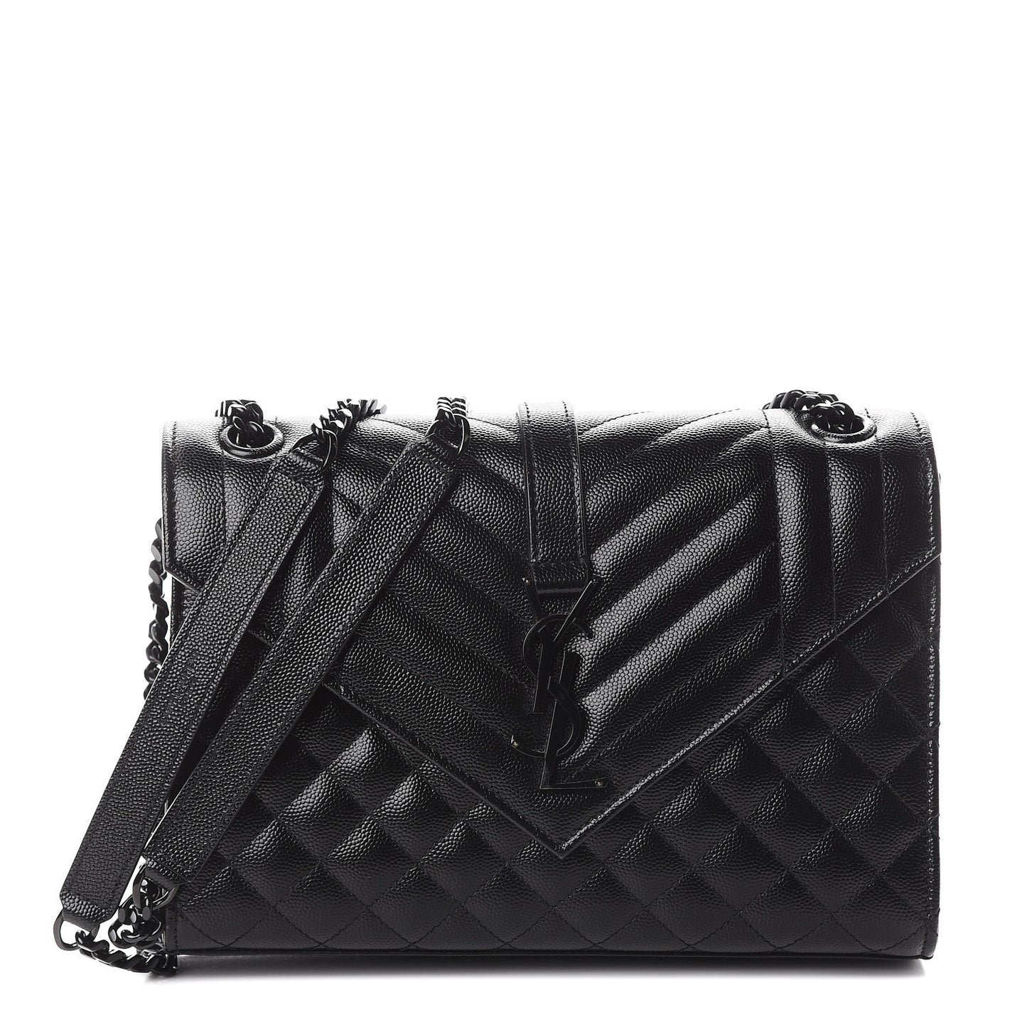 Grain De Poudre Textured Mixed Matelasse Triquilt Medium Monogram Satchel Black