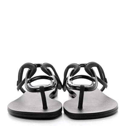 Hermes Rubber Womens Egerie Sandals 37 Black 2 of 9