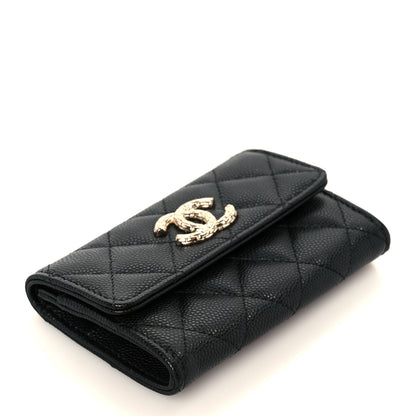Chanel Caviar Quilted Chain CC Quilted Compact Flap Card Holder Black 4 of 9