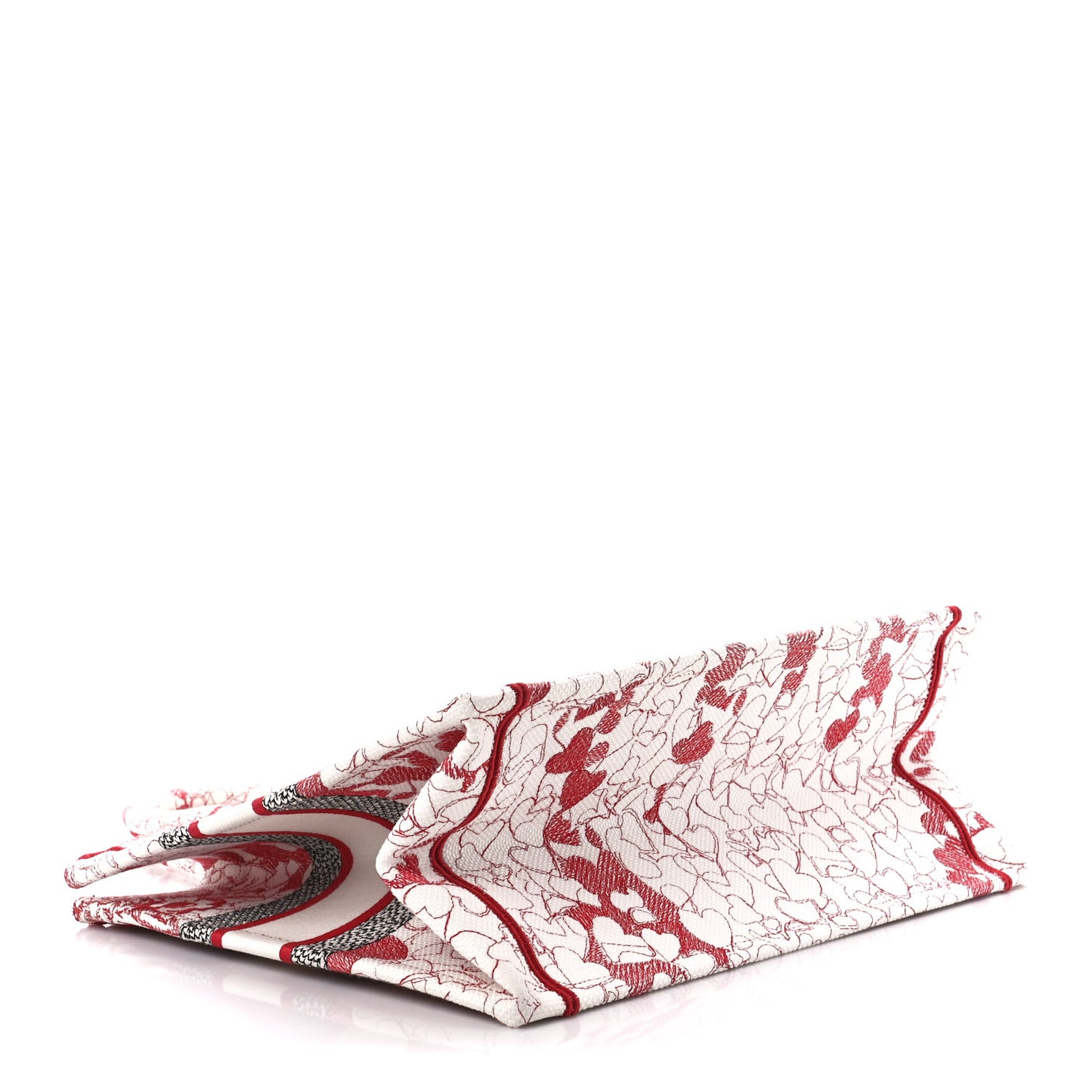 Canvas Embroidered Medium Dioramour D-Royaume Book Tote Red Multicolor
