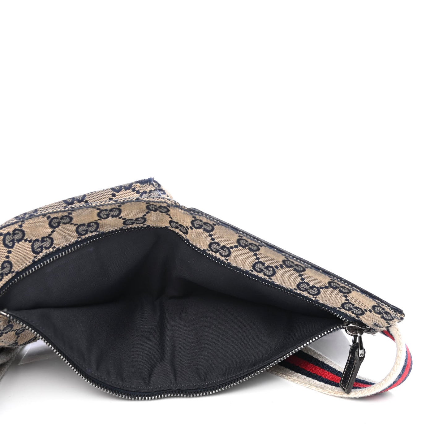 GG Monogram Web Double Pocket Belt Bag Navy
