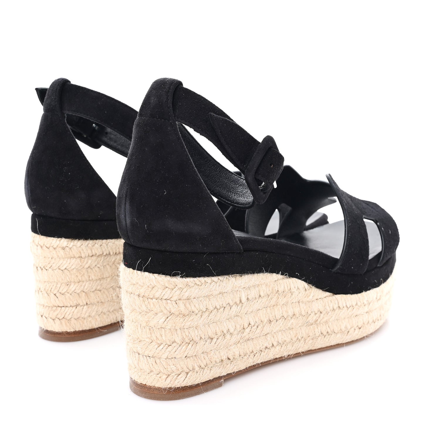 Goatskin Elda Espadrille Wedge Sandals 37 Black