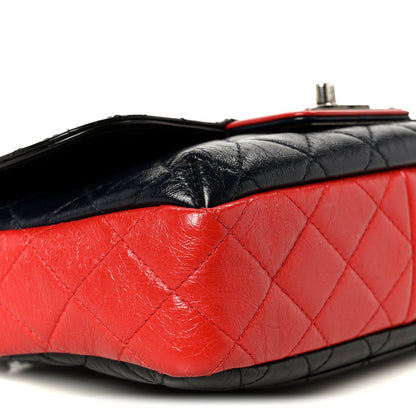 Chanel Shiny Goatskin Quilted Tri-Color Flap Black Red Navy 9 of 10