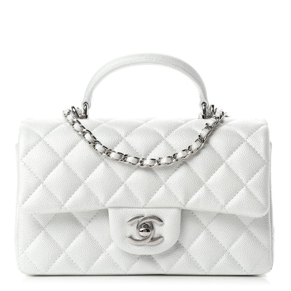Chanel Iridescent Caviar Quilted Mini Top Handle Rectangular Flap White 1 of 11
