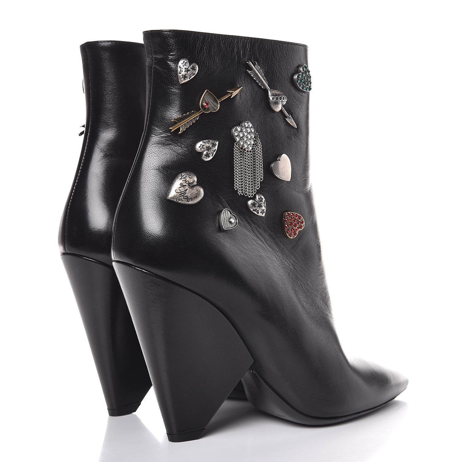 Saint Laurent Calfskin Niki Charm Boots 39 Black 4 of 9