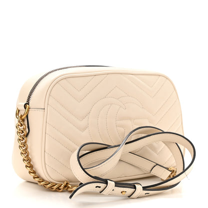 Gucci Calfskin Matelasse Small GG Marmont Chain Shoulder Bag White 3 of 12